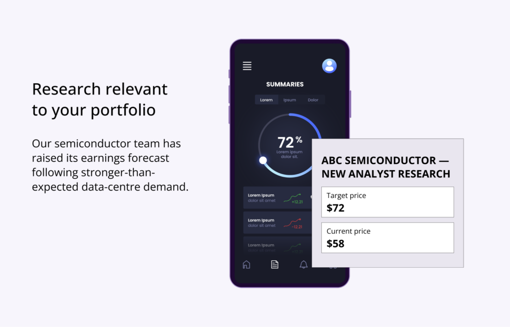 mobile trading app screen - GoUpscale